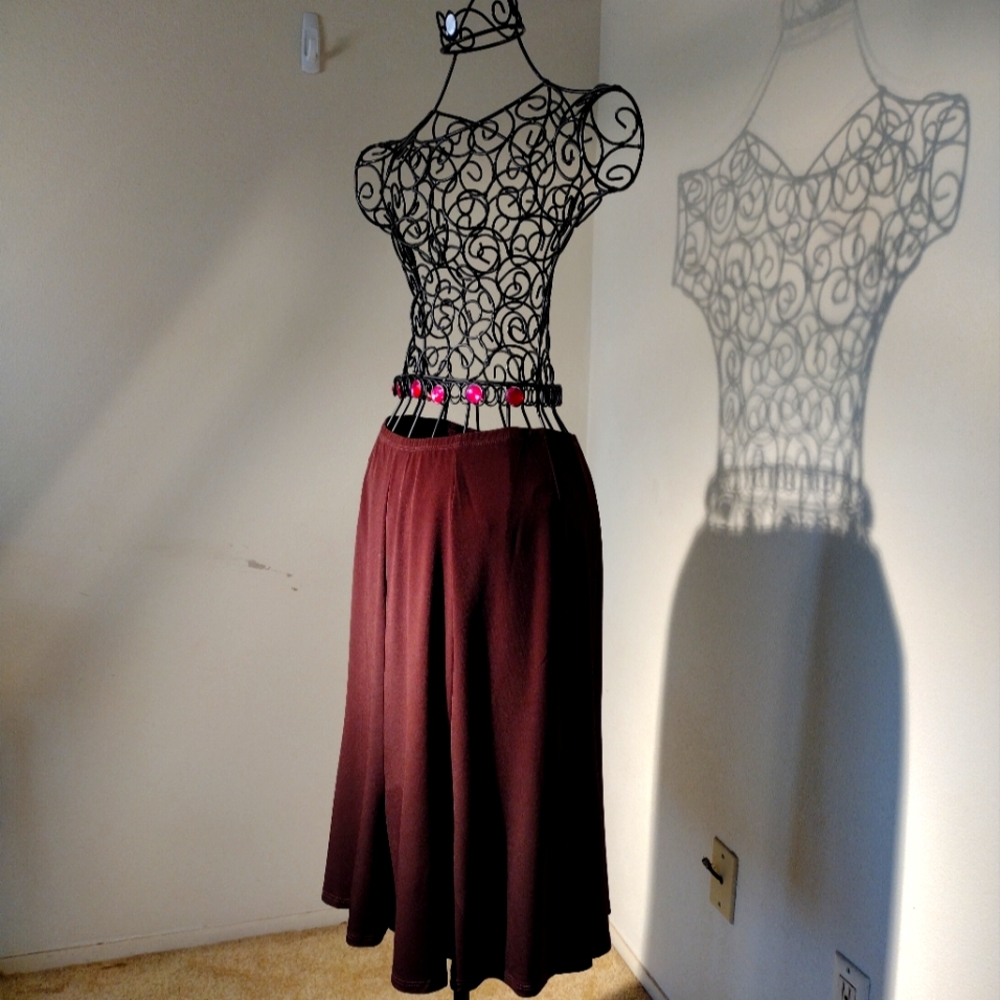 Bay Studio A-line Flare Elastic Waistband Chocolate Brown Skirt Size PM - Picture 7 of 10